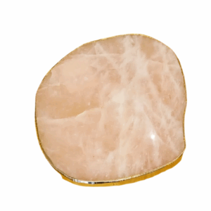 Platter Pedra Quartzo Rosa Com Banho De Ouro Na Borda